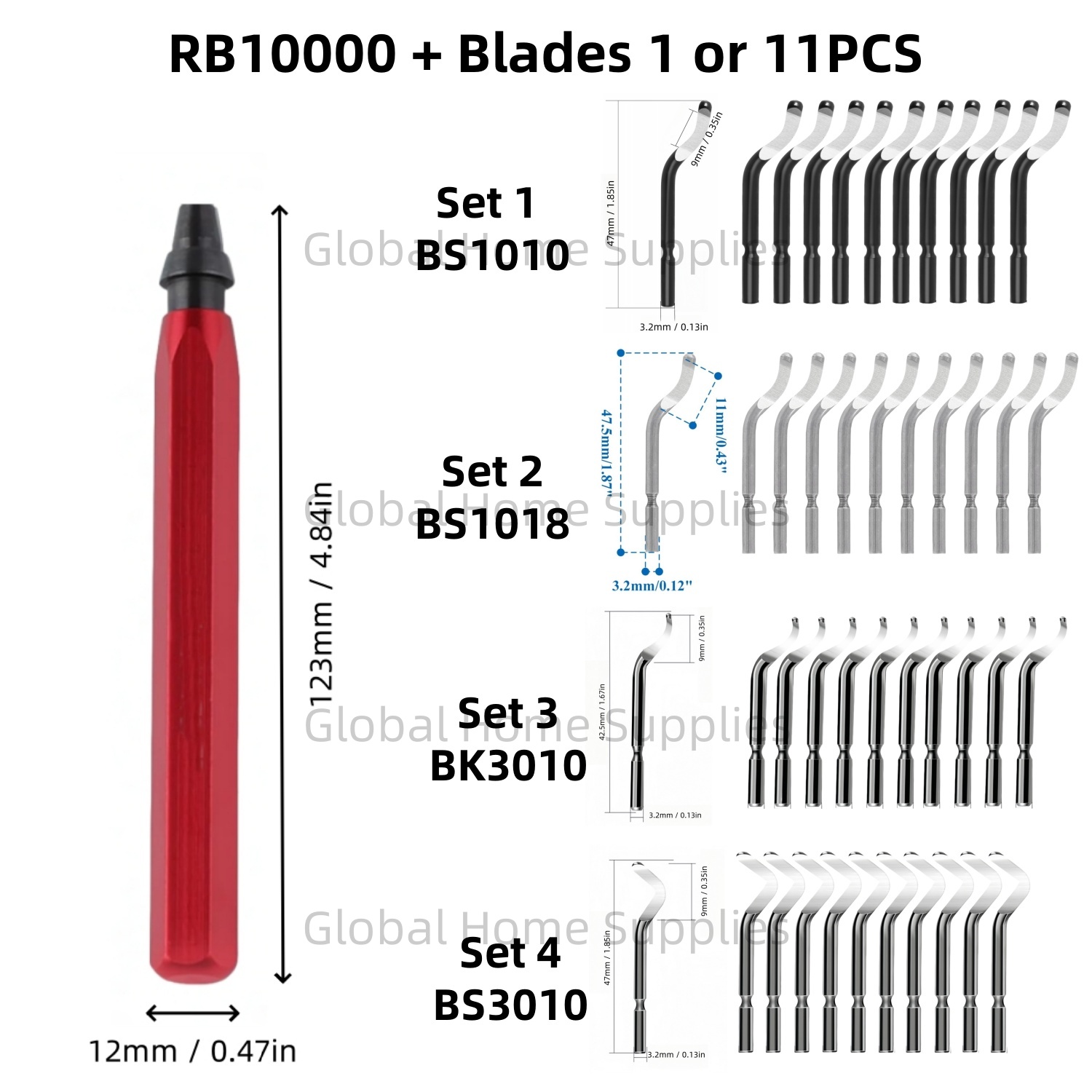 Swivel Knife Tool - Zestaw narzędzi do gratowania RB1000 z