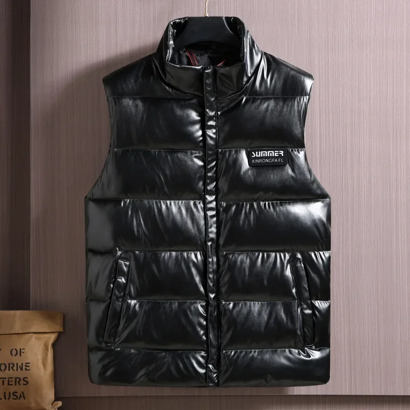 Leather Work Vest For Men - Plus Size Kurtki bez rękawów Mężczyźni