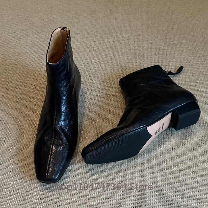 Leatherwork In French - Damskie botki z owczej skóry w
