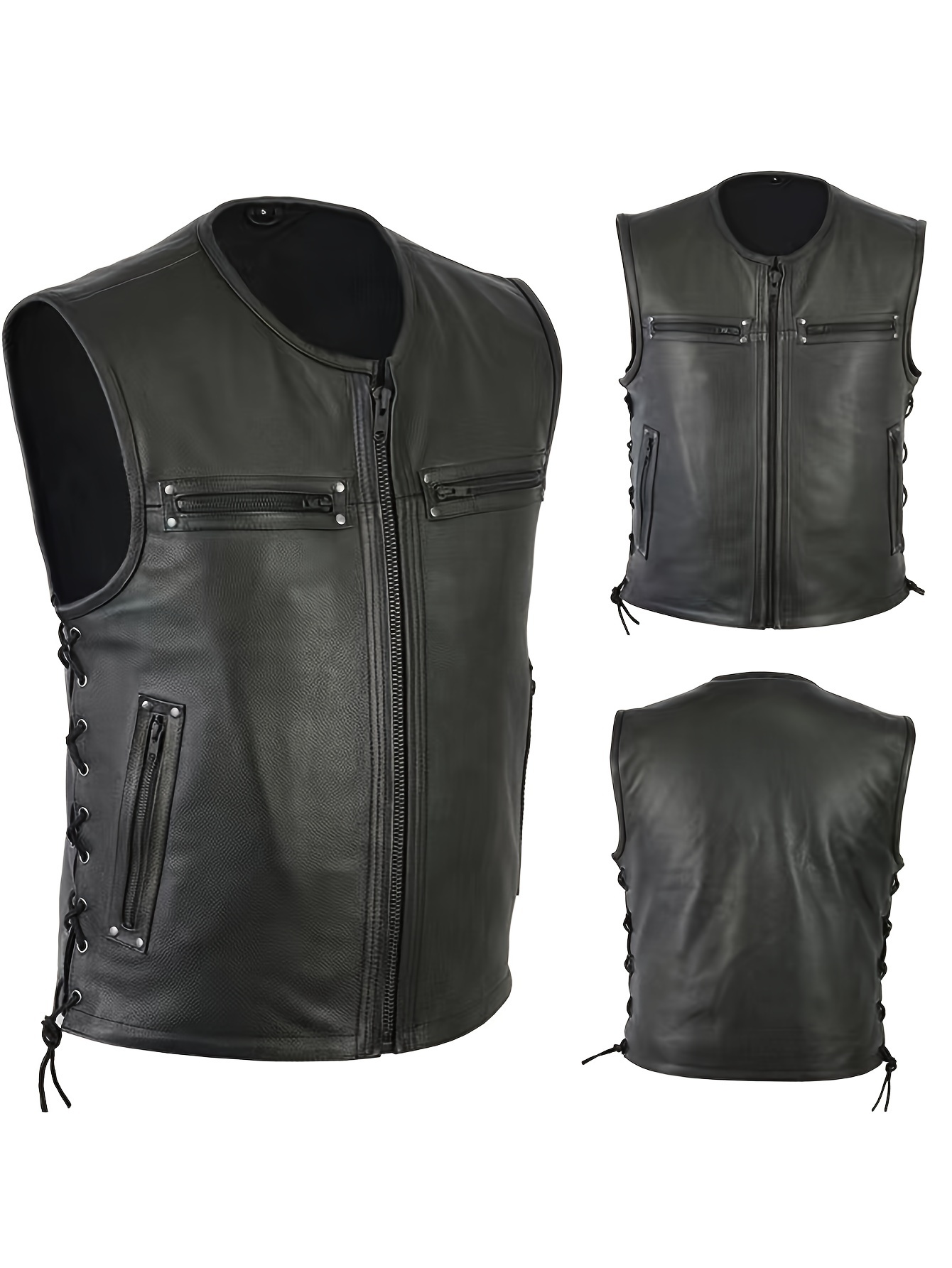 Męska kamizelka motocyklowa w  – Leather Work Vest For Men recenzja i cena