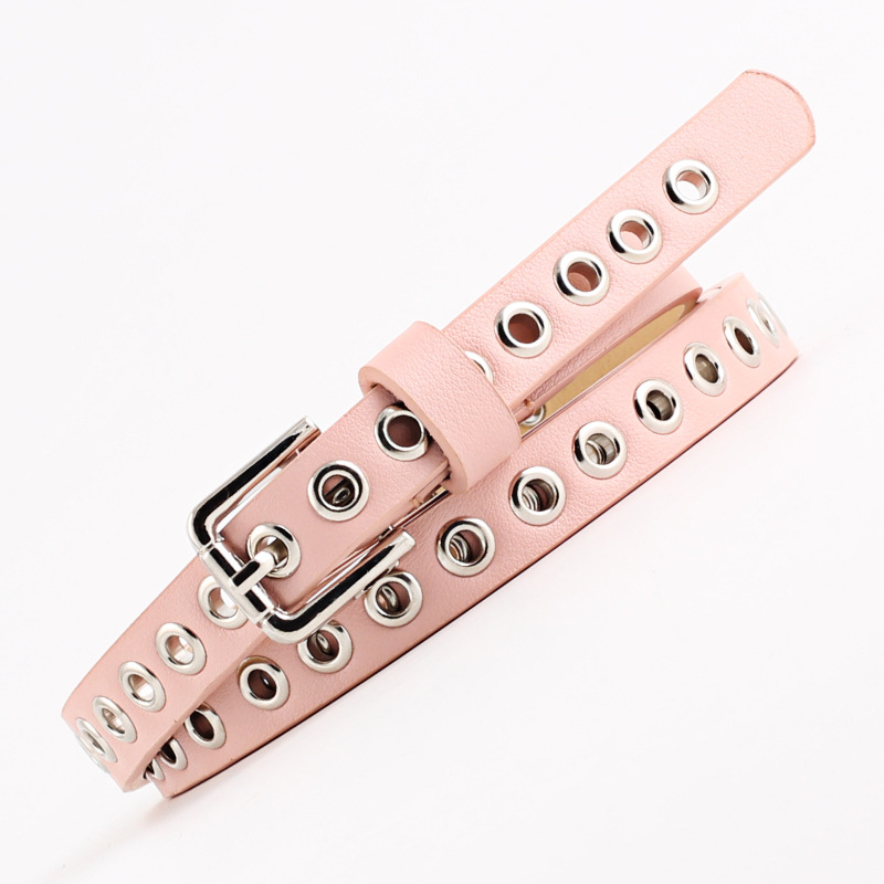 Pasek damski 1,4 cm, punkowy,  – Leatherwork Eyelets recenzja i cena